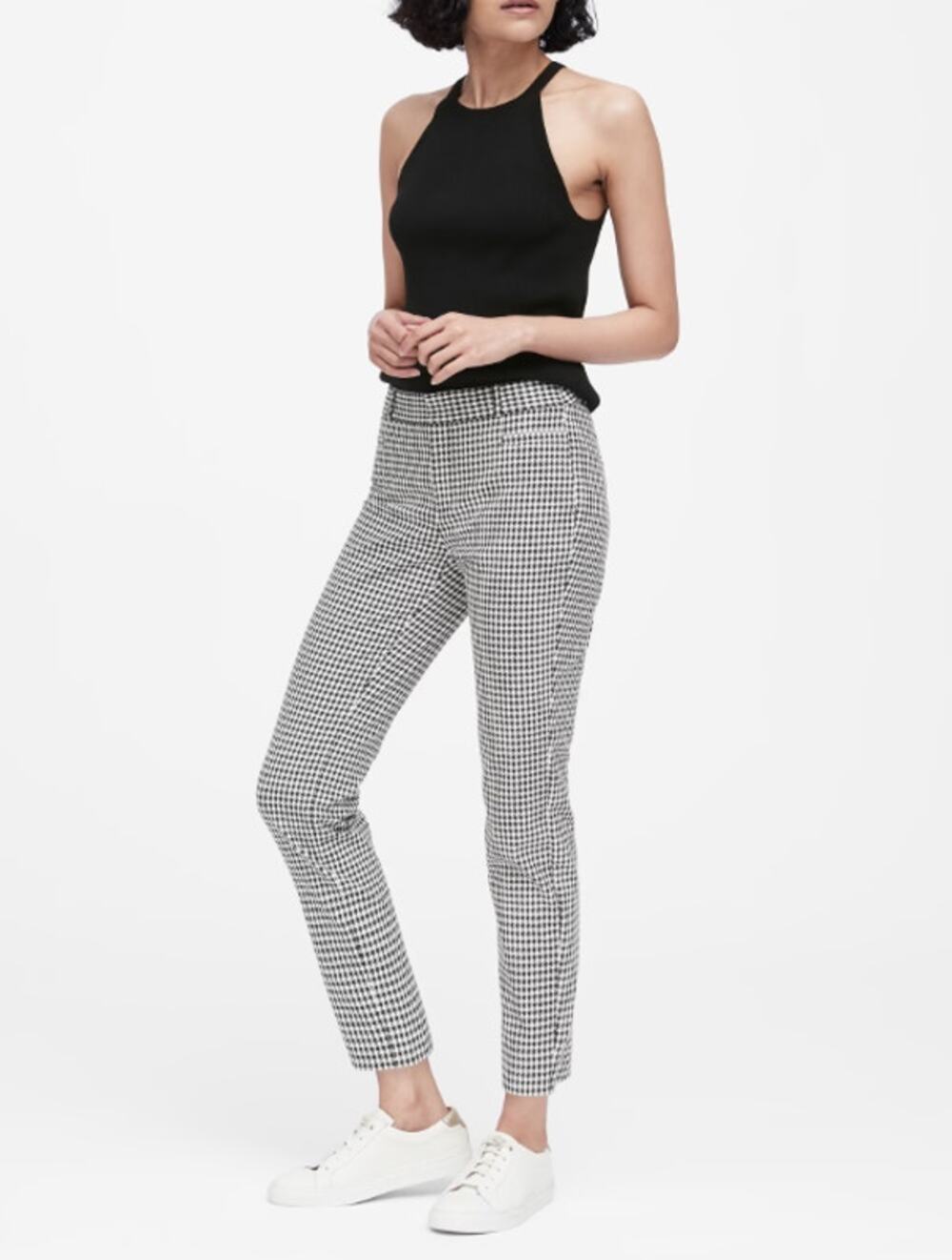 BANANA REPUBLIC Black White Houndstooth Print Sloan Pant // 2